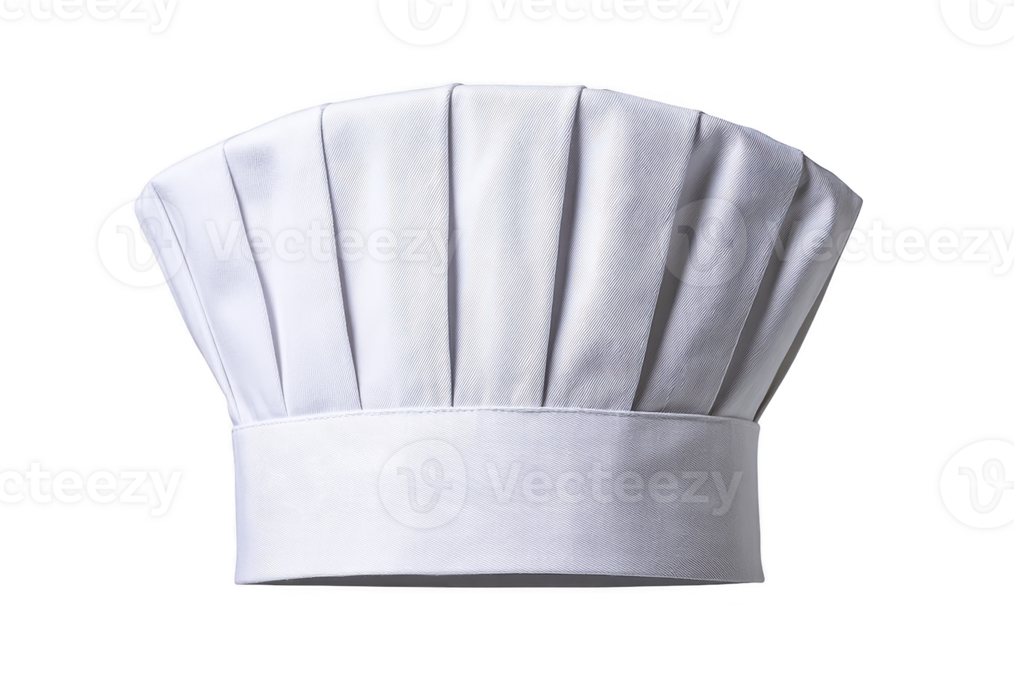 White chef hat with pleats, symbolizing culinary expertise and professionalism, isolated on transparency background png