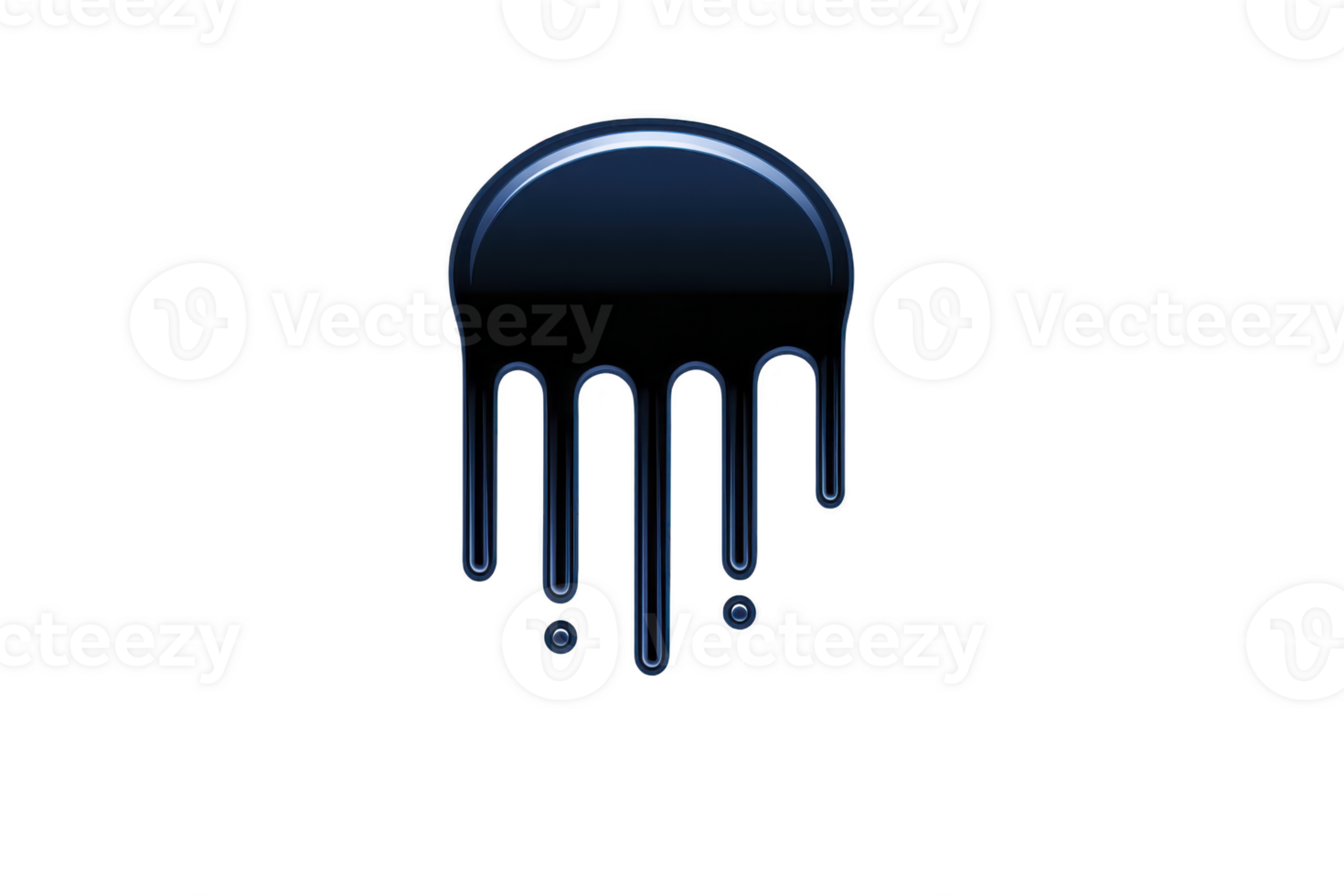 Glossy, dark blue paint drip forms smooth, rounded shape with elongated drips extending downward, creating modern and artistic design png