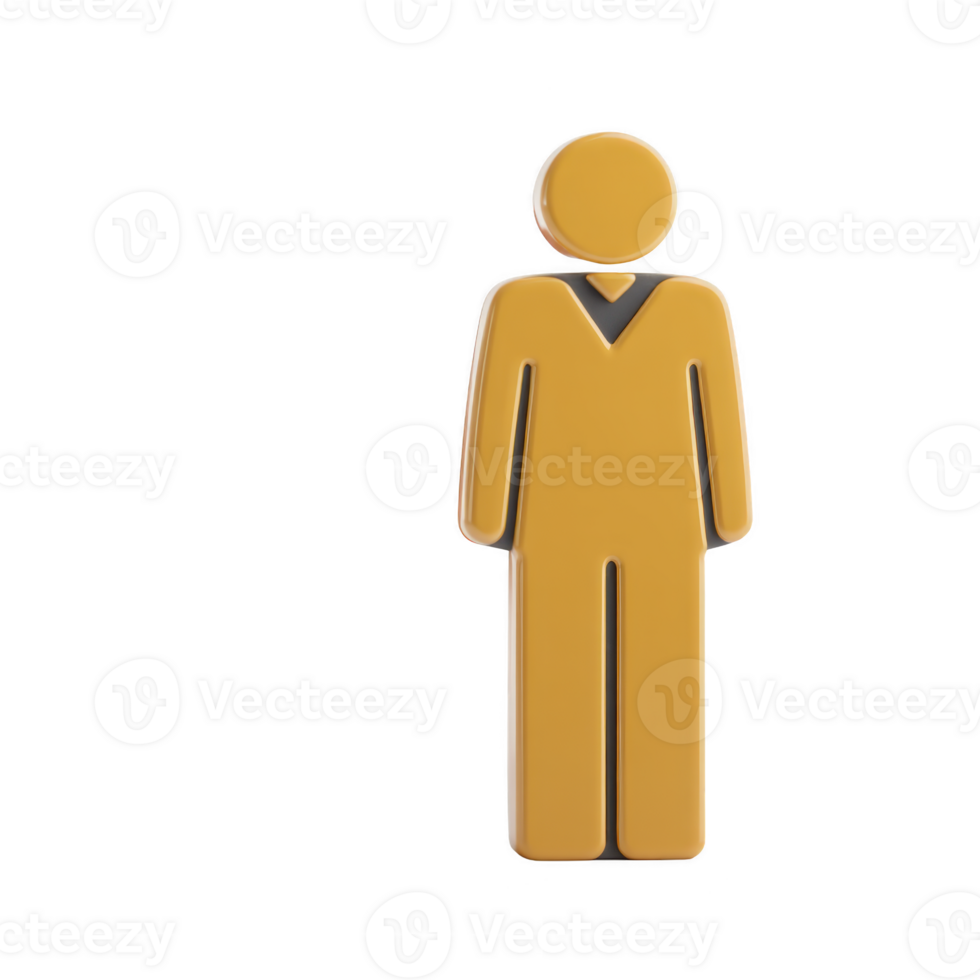3D illustration of yellow person icon wearing suit, symbolizing professional or business concept. figure is stylized and simplistic, conveying modern and clean design png