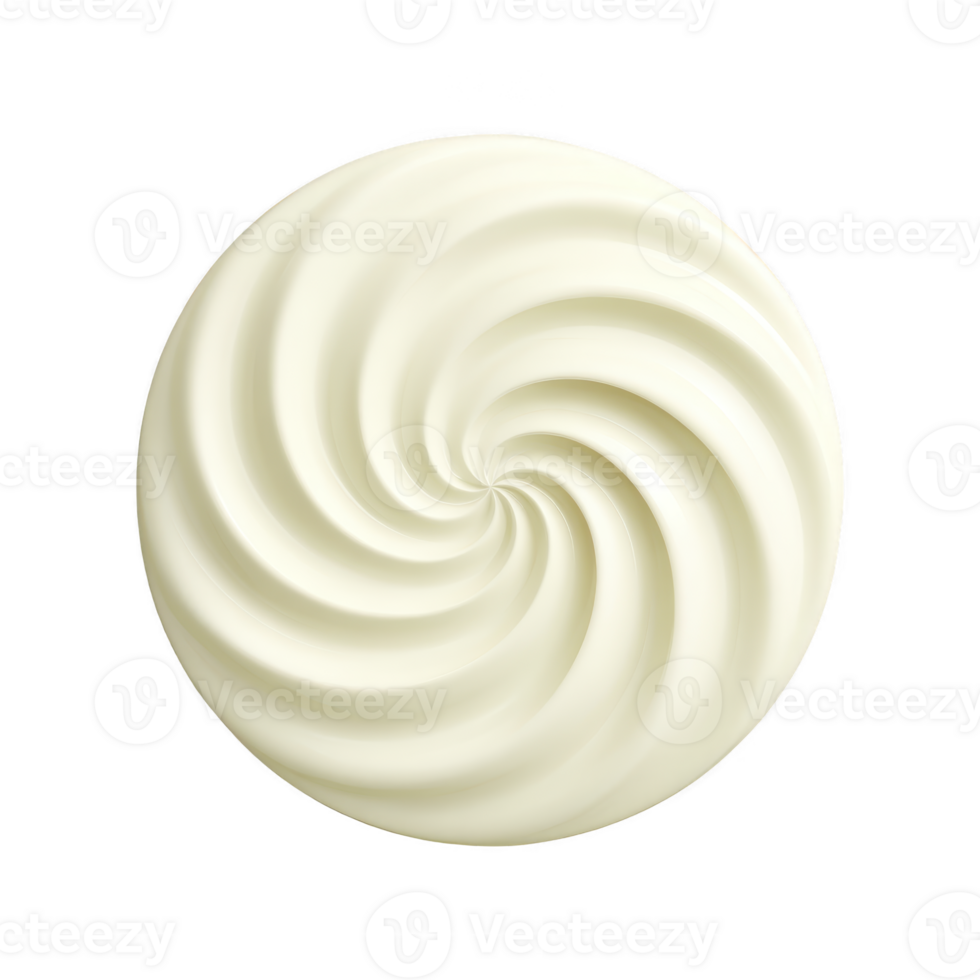 Swirl of creamy white lotion or cream is displayed against transparency background, showcasing its smooth texture and elegant spiral design png
