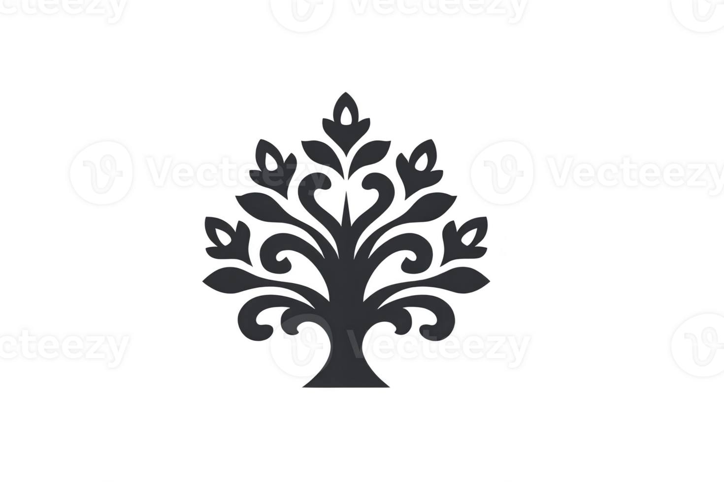Elegant black tree silhouette with intricate branches and leaves, symbolizing growth and nature. design is simple yet artistic, perfect for logos or decorative purposes png