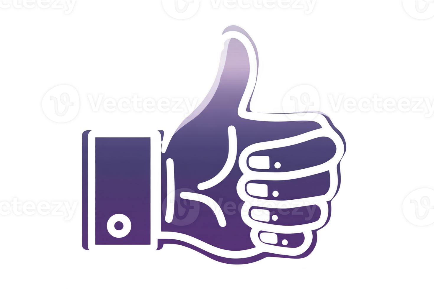Purple gradient thumbs up icon with black outline, symbolizing approval or agreement. design is simple and modern, often used in digital communication to express positivity or endorsement png