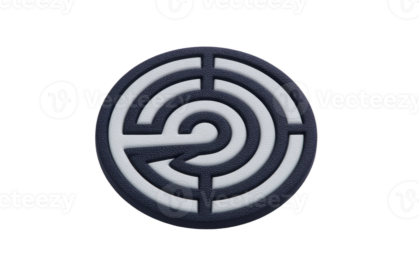 Circular maze design with central path leading to middle, featuring monochromatic color scheme. maze is simple yet intriguing, inviting exploration and problem solving png