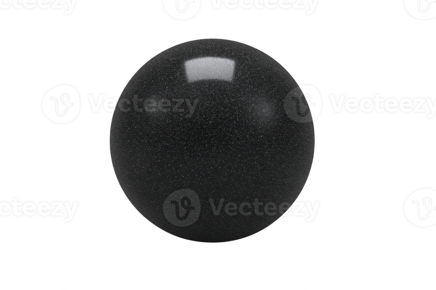 Shiny black sphere with reflective surface, isolated on transparency background, creates minimalist and modern aesthetic. smooth texture and glossy finish add touch of elegance png