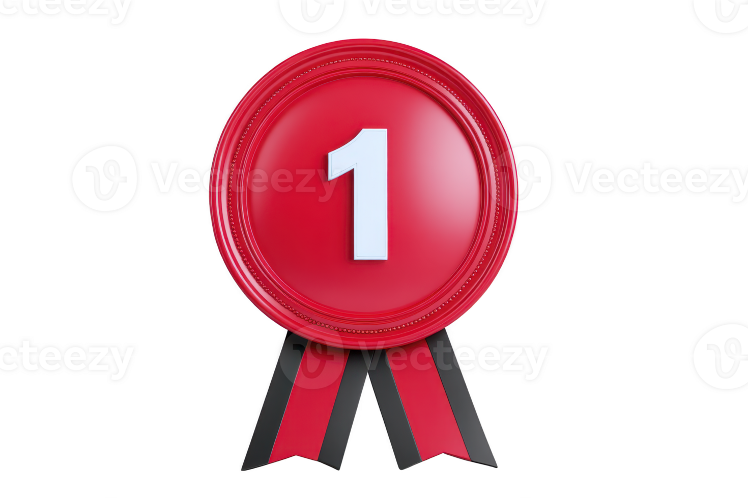 Red first place medal with white number one symbolizes achievement and success. medal features circular design with ribbon accents, conveying sense of victory and excellence png