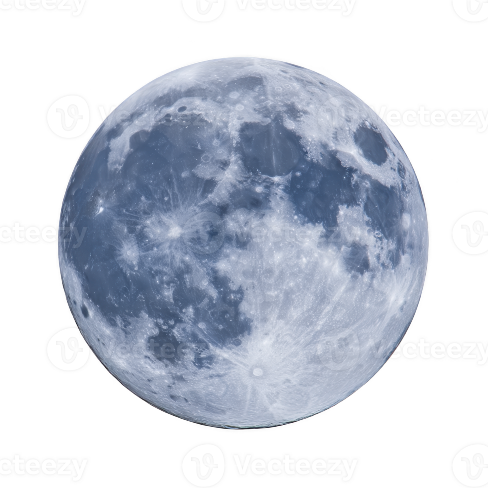 Image shows detailed view of full moon with visible craters and surface textures, set against transparency background. moon appears bright and luminous, showcasing its natural beauty png
