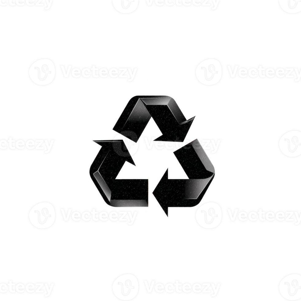 Black recycling symbol with three arrows forming triangle, representing sustainability and environmental conservation. design is simple and modern, emphasizing eco friendly practices png