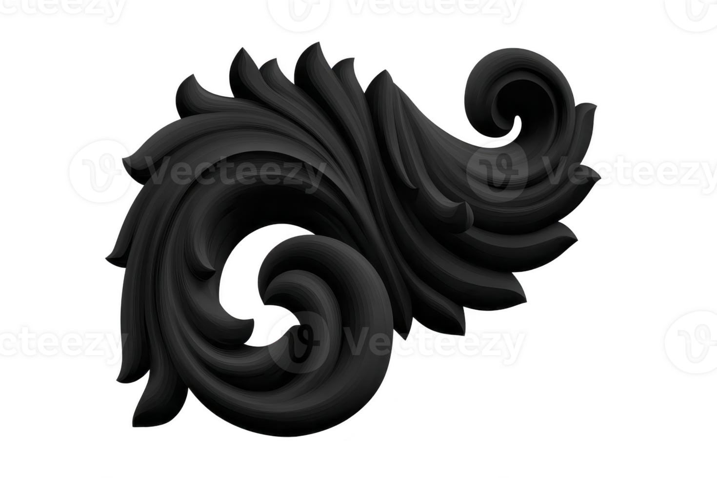 Elegant black ornamental flourish with intricate curves and swirls, perfect for decorative design elements or embellishments in graphic projects png