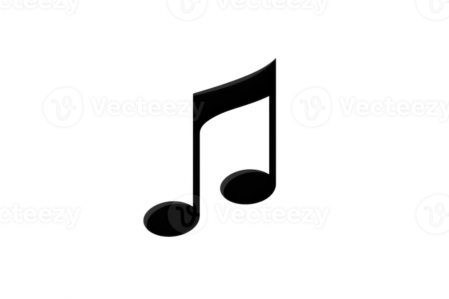 Black musical note icon on transparent background. png