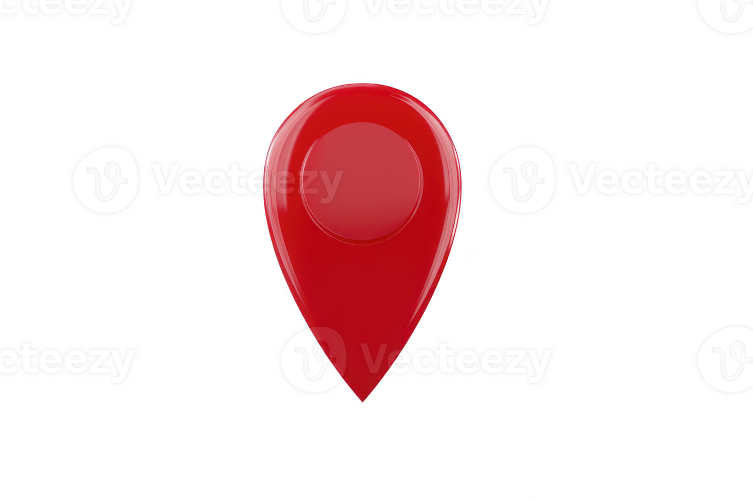Red 3D map pin icon with glossy finish, isolated on transparency background, symbolizing location or navigation. pin is sleek and modern, often used in digital maps and applications png