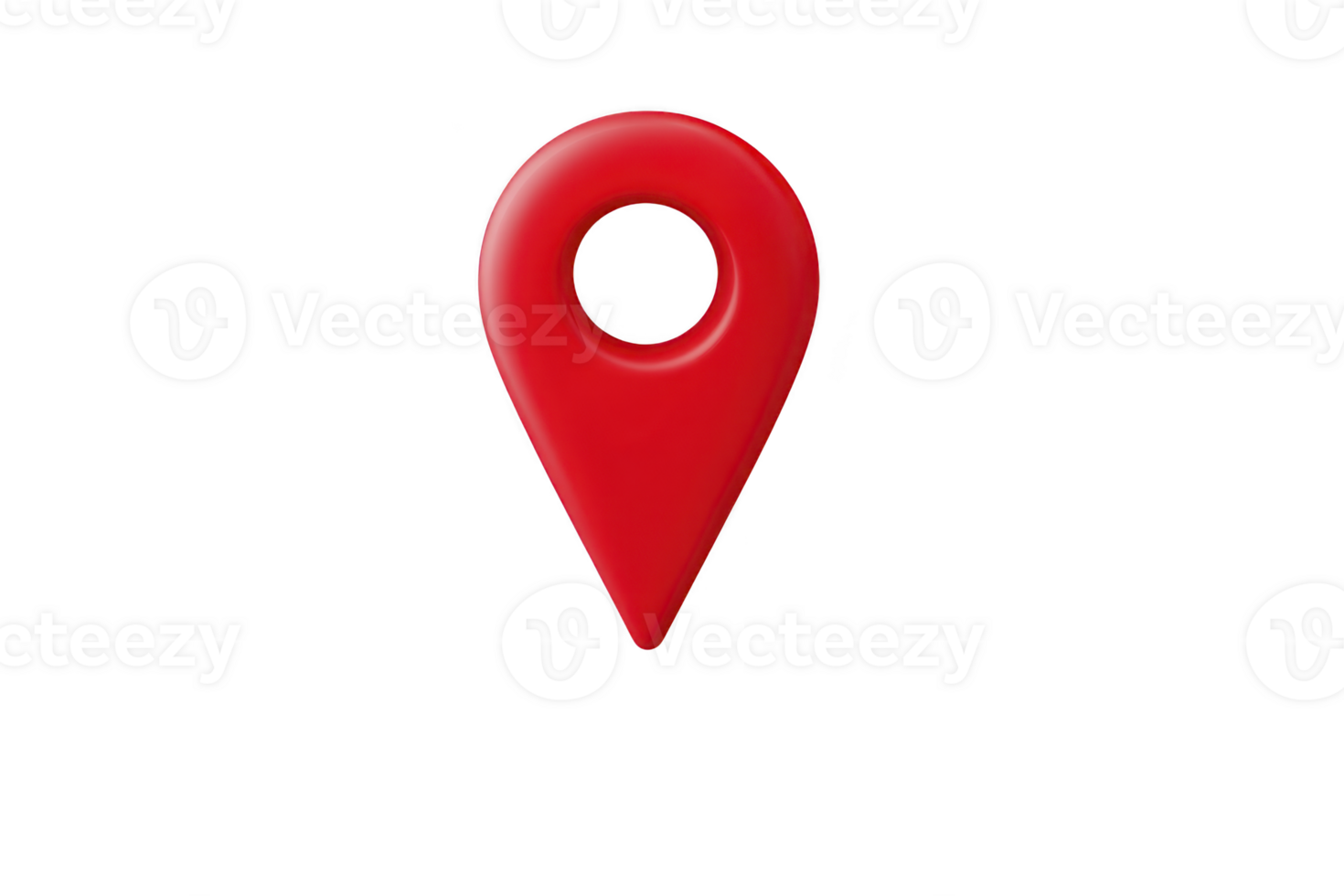 Red location pin icon with circular hole in center, commonly used in digital maps to indicate specific point or location. design is simple and easily recognizable png