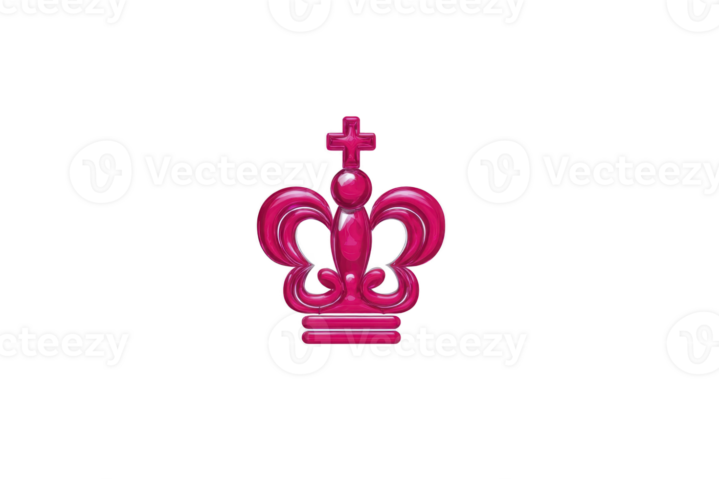 Shiny pink crown with cross on top, featuring symmetrical design and smooth curves, stands out against plain background. crown glossy finish adds modern touch png
