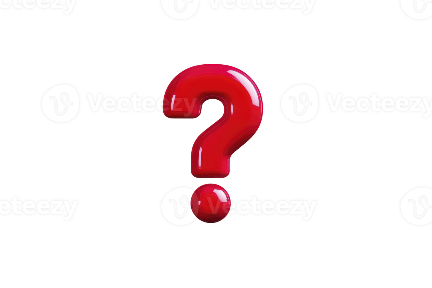 Shiny red question mark stands out against plain background, symbolizing curiosity and inquiry. bold color and glossy finish add sense of urgency and importance to symbol png
