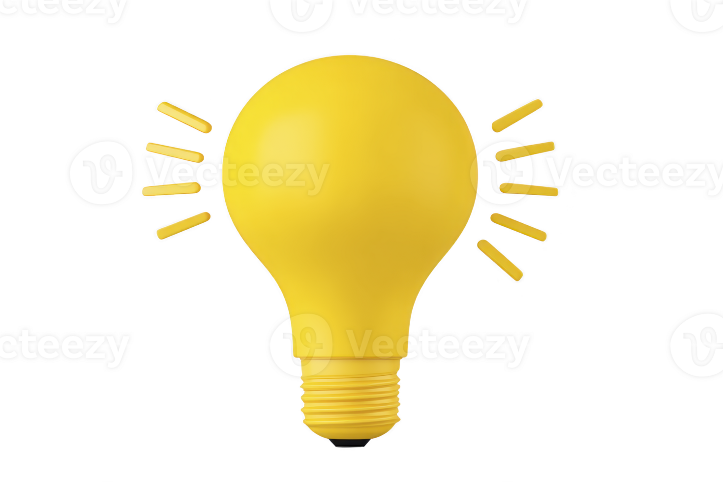 Bright yellow light bulb icon with rays symbolizes creativity and innovation. simple design conveys ideas and inspiration effectively png