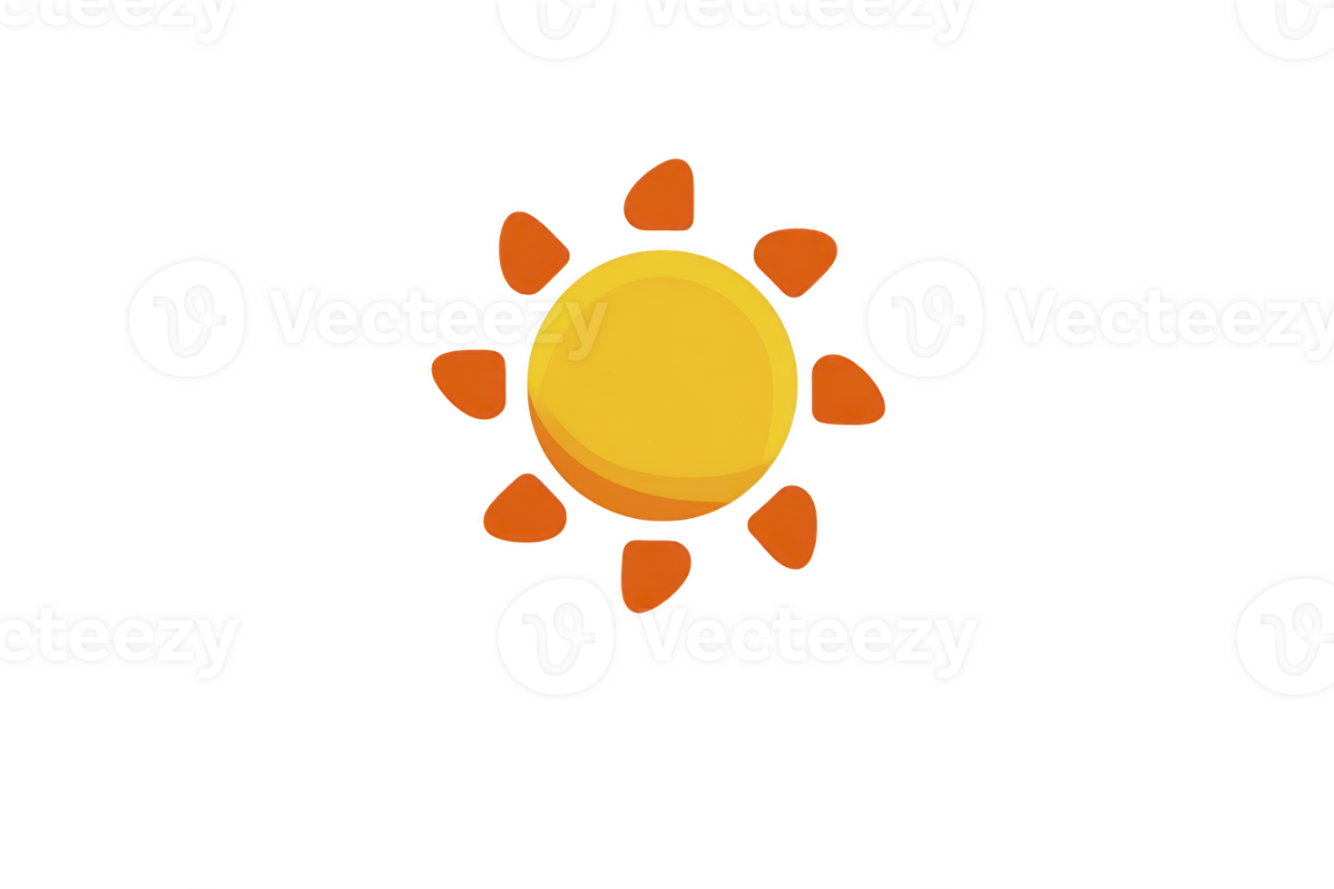 Bright, cheerful sun icon with yellow circular center and orange rays radiating outward, symbolizing warmth and positivity. simple design is ideal for weather apps or summer themes png