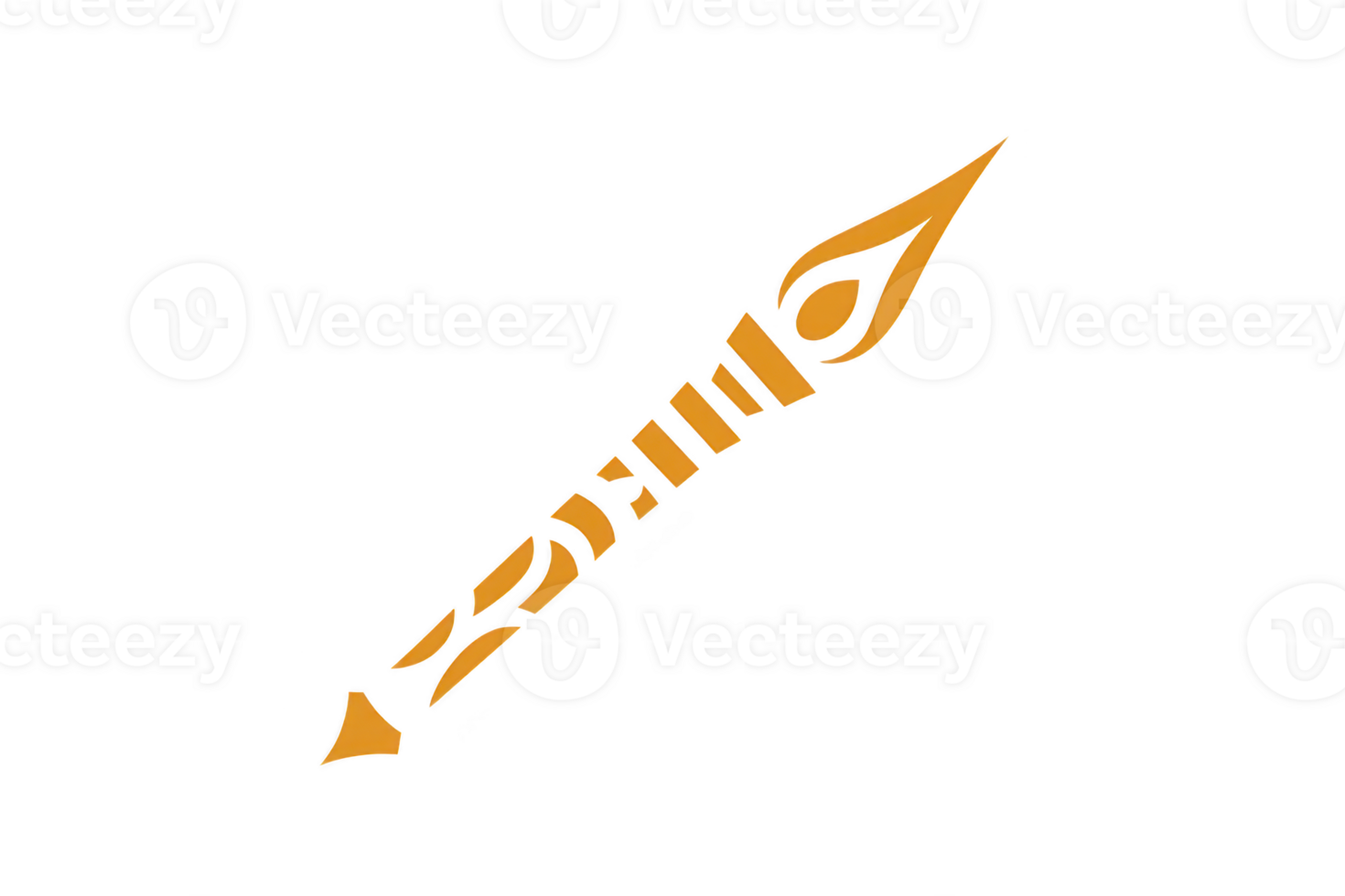 Stylized orange fountain pen nib with modern design, featuring sleek and artistic appearance. pen nib is angled diagonally, suggesting creativity and elegance png