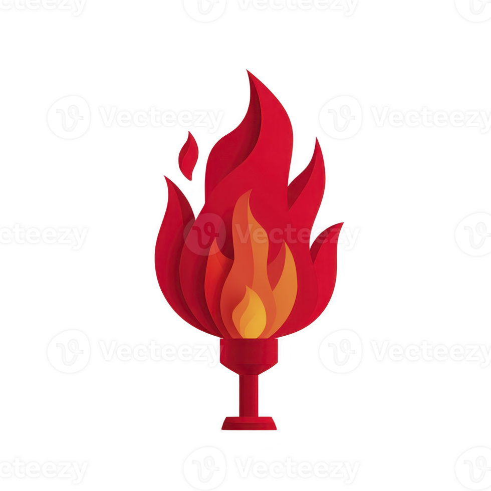 Vibrant red and orange flame illustration with stylized shapes, evoking warmth and energy. design features layered flames rising from base, creating dynamic and lively visual png