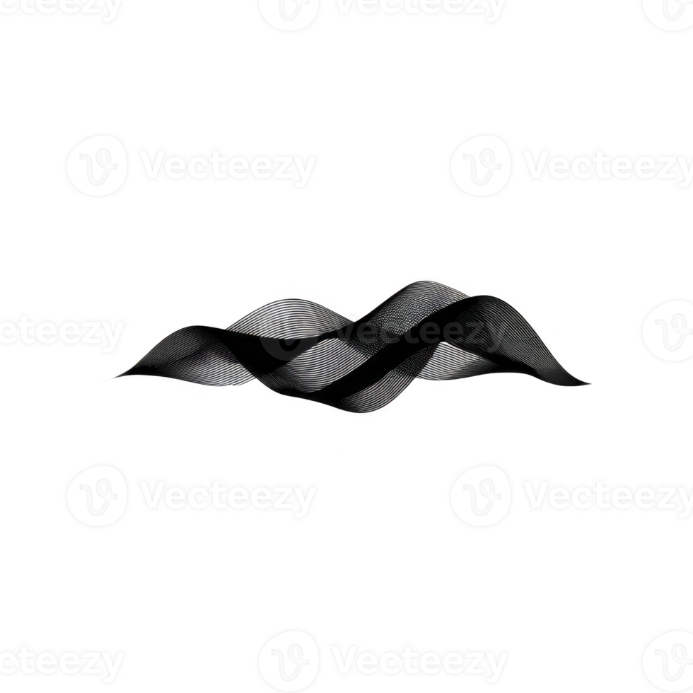 Abstract black wave pattern with modern, minimalist design, featuring smooth curves and transparent background. Ideal for contemporary art, digital design, and creative projects png