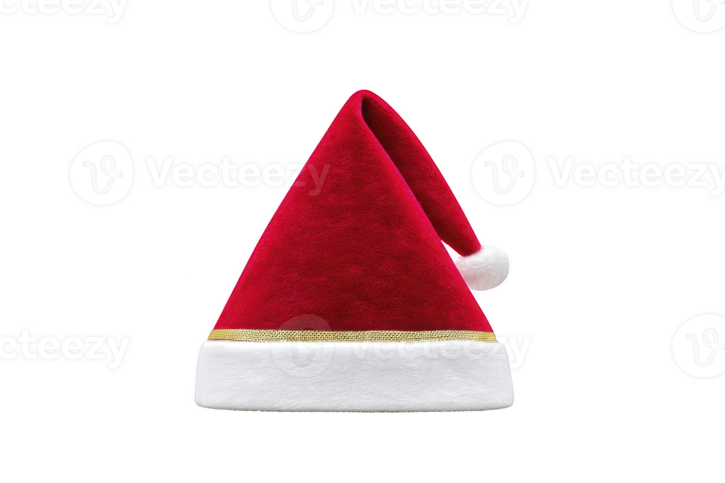 Festive red Santa hat with fluffy white trim and pom pom, perfect for holiday celebrations and Christmas cheer. hat soft texture and classic design evoke warmth and joy png