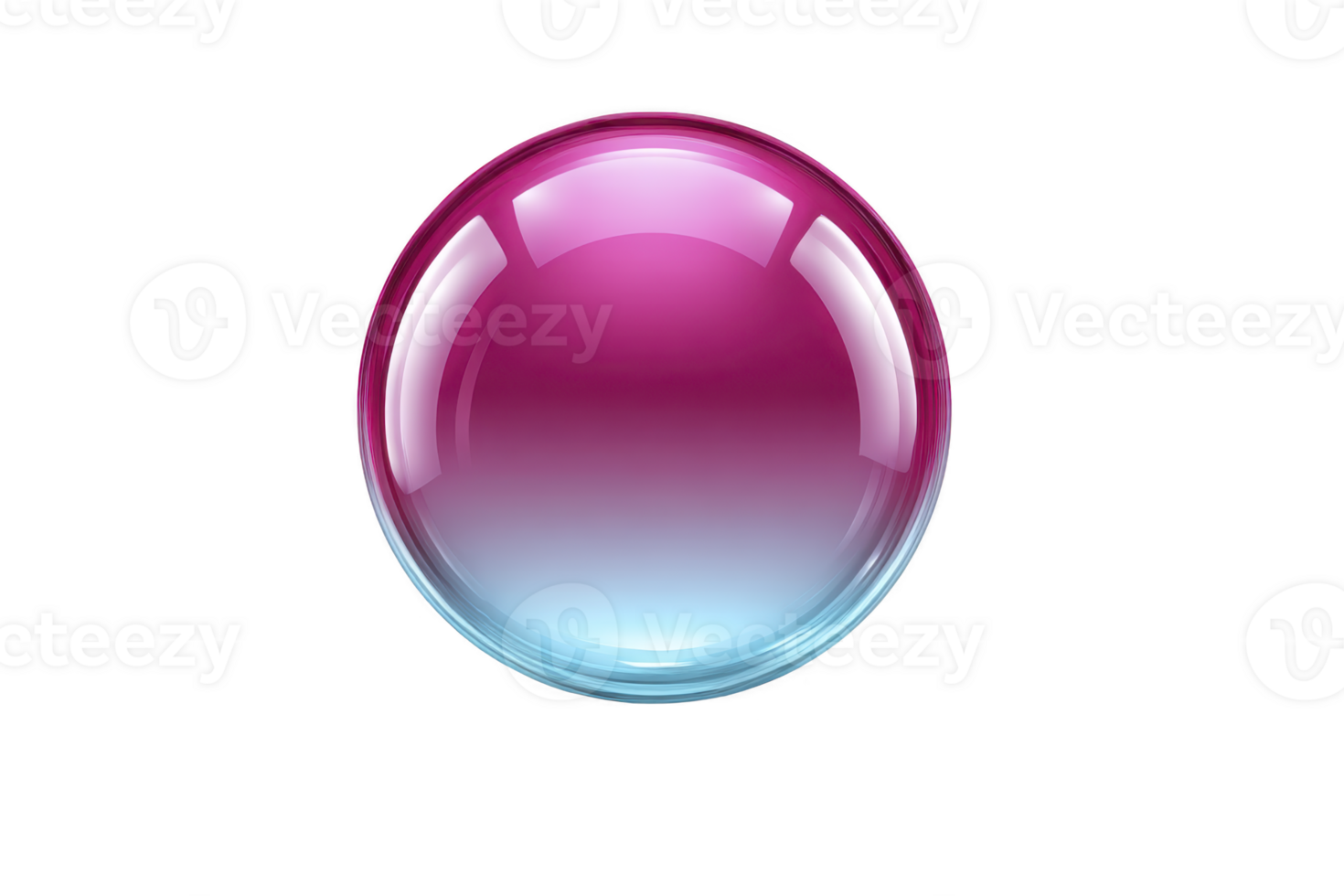 Vibrant, glossy sphere with gradient of pink to blue, reflecting light and creating sense of depth and dimension. smooth surface and bright colors evoke playful and futuristic feel png