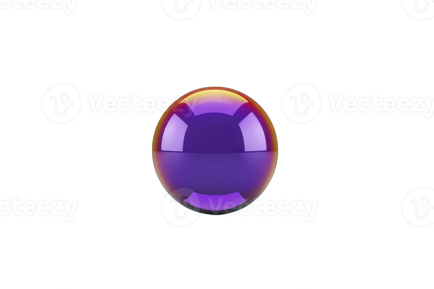 Vibrant, glossy purple sphere with reflective surface, isolated on transparency background, showcasing modern and minimalist design png