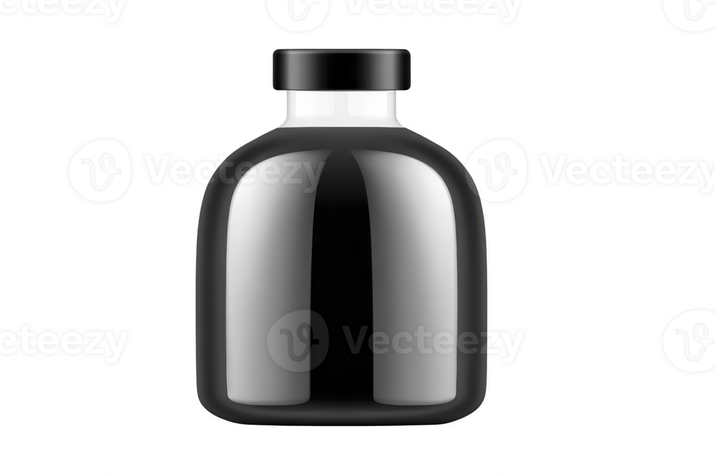 Sleek black bottle with minimalist design, featuring smooth surface and secure cap, ideal for storing liquids or cosmetics. modern aesthetic adds touch of elegance png