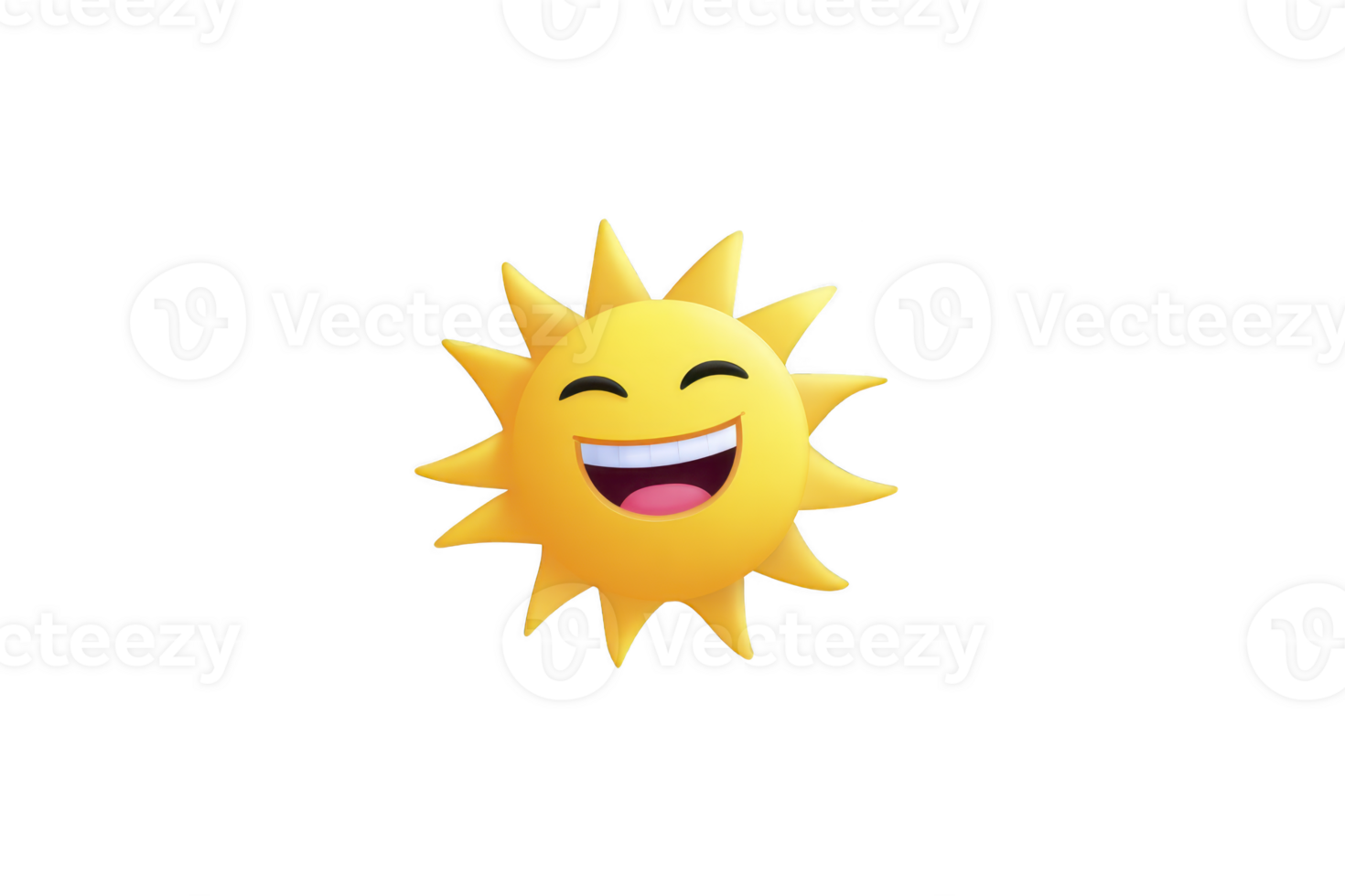 Cheerful, smiling sun emoji with bright yellow color and joyful expression, radiating positivity and warmth. sun has simple, cartoonish design with friendly face png