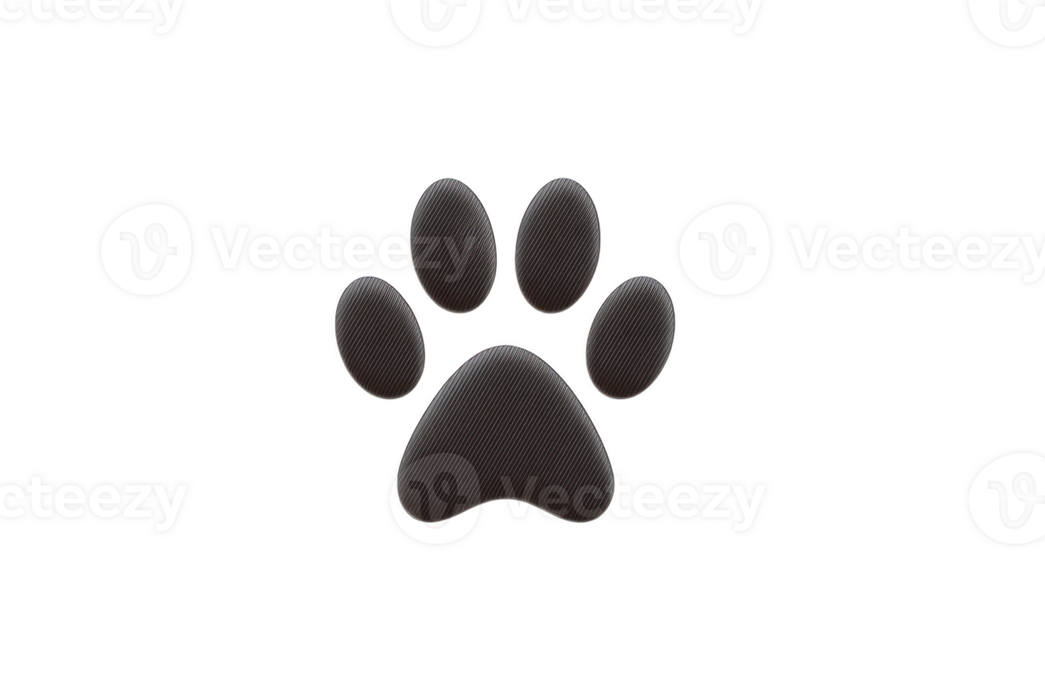 Black paw print with textured pattern is centered on transparency background, symbolizing animals and pets. design is simple and clean, evoking sense of warmth and companionship png
