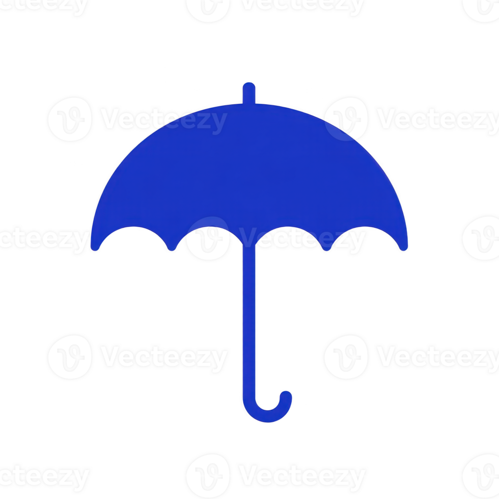Blue umbrella icon with simple, minimalist design, featuring curved handle and scalloped edges, symbolizing protection and shelter png