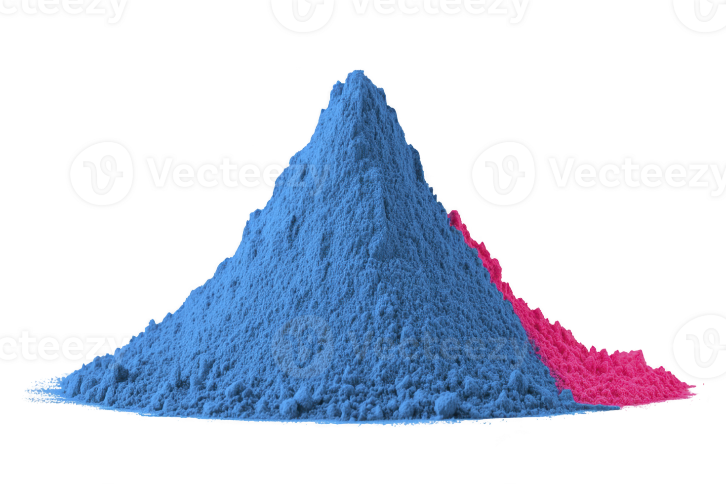Vibrant pile of blue and pink powder forms striking contrast, evoking creativity and energy. texture is fine and smooth, suggesting use in art or decoration png