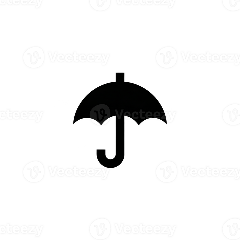 Simple black umbrella icon on transparent background, symbolizing protection and shelter. minimalist design is suitable for weather related themes or applications png
