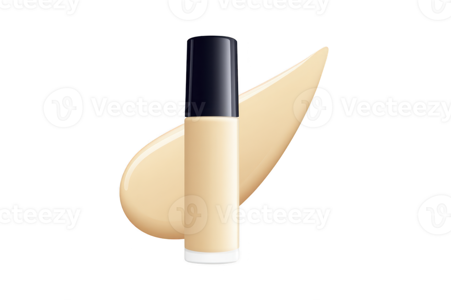 Sleek bottle of liquid foundation with smooth beige smear in background, showcasing creamy texture and elegant design. Perfect for beauty and makeup enthusiasts png