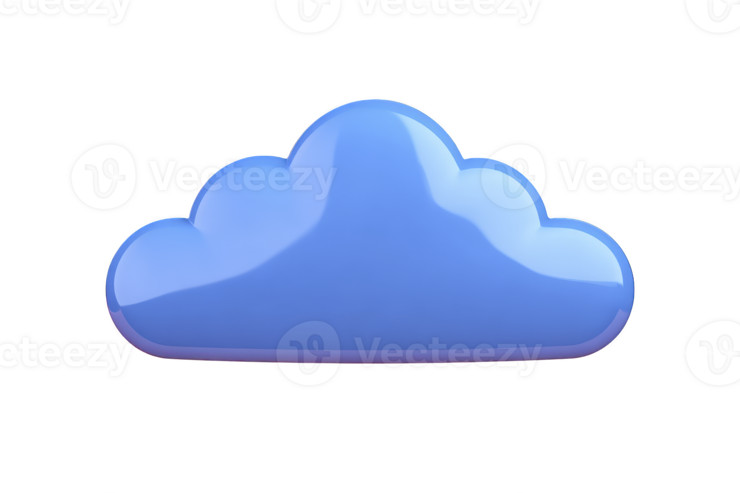 Glossy blue cloud icon with smooth, rounded design, reflecting modern and digital aesthetic. cloud shiny surface suggests sleek, contemporary style, ideal for technology themes png
