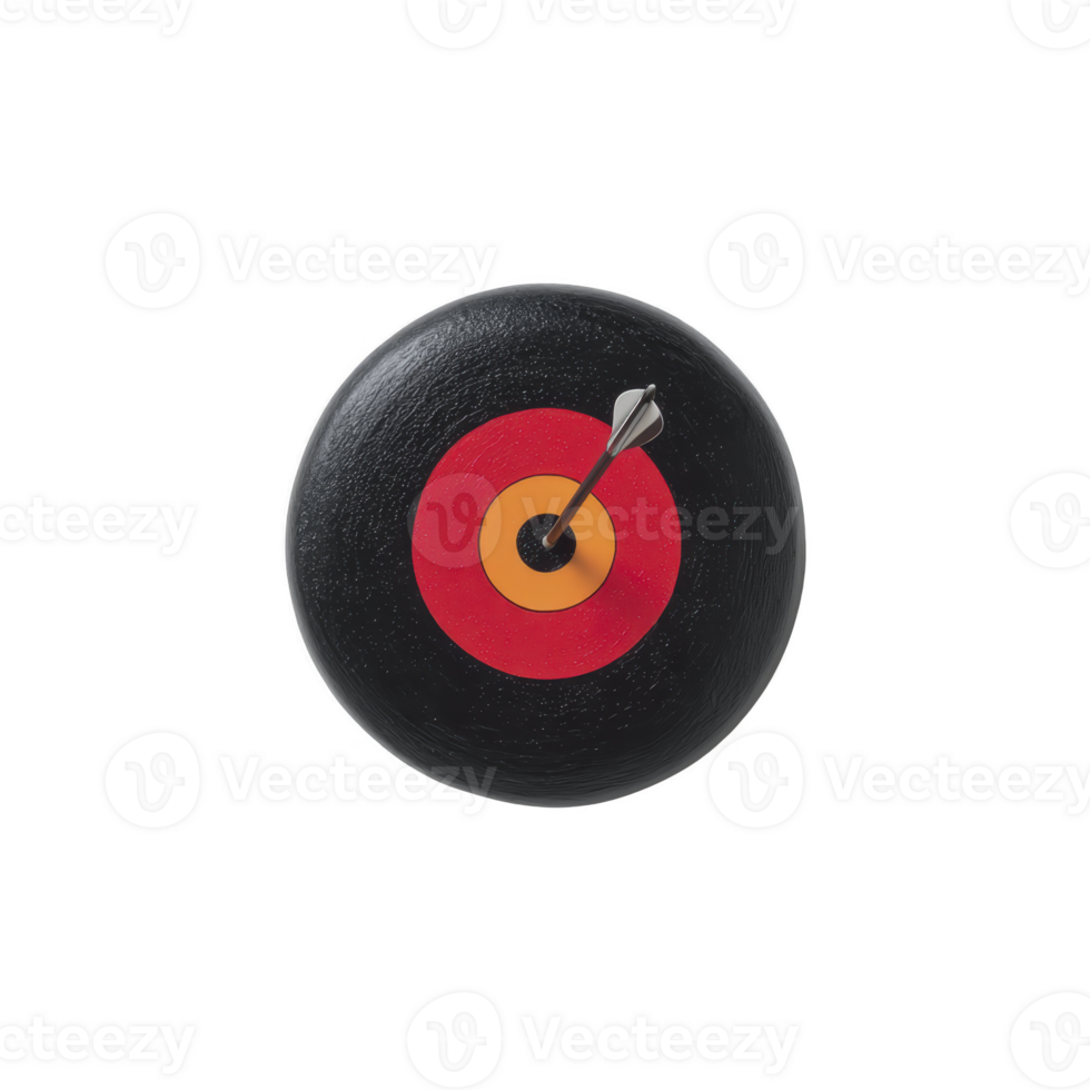 Dart is perfectly hitting center of black and red target, symbolizing precision and success. image conveys sense of achievement and focus png