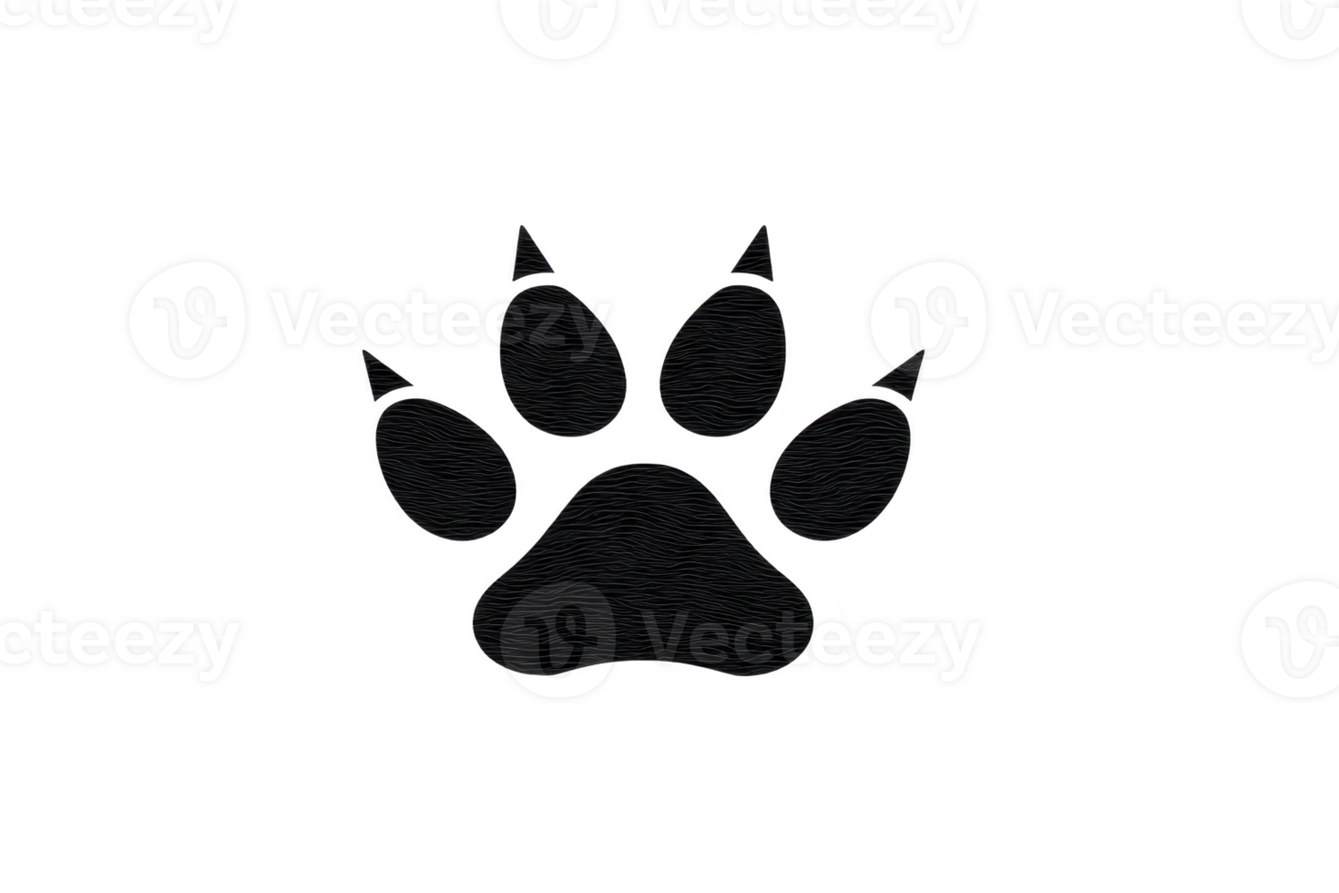 Simple black paw print icon with four toes and pad, symbolizing animals or pets. design is minimalistic and can be used for various purposes like logos or signs png