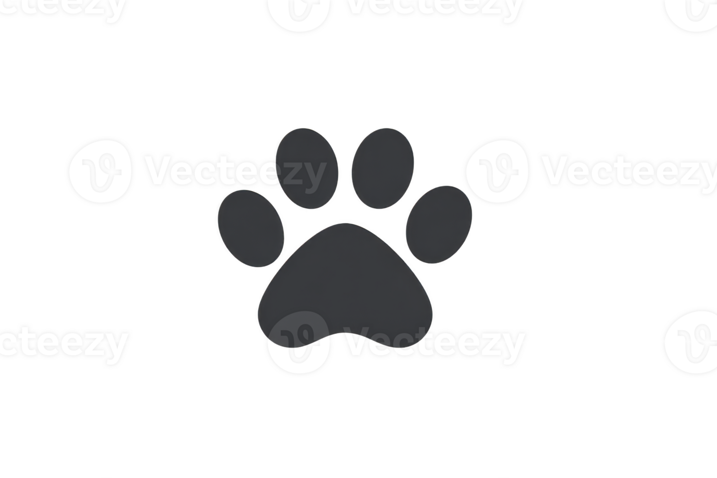 Simple black paw print icon on transparent background, symbolizing animals or pets. This minimalist design is often used in pet related graphics or logos png