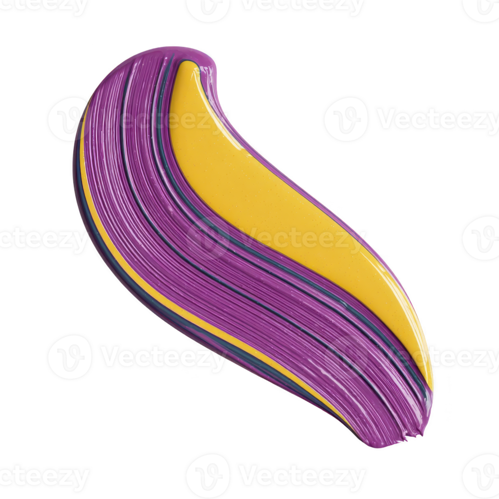 Vibrant swirl of purple and yellow paint creates dynamic, artistic brushstroke, showcasing blend of colors and textures. abstract design evokes creativity and movement png