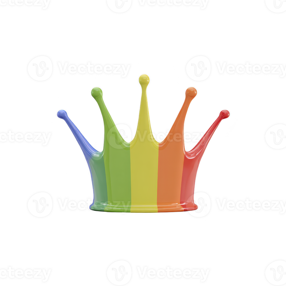 Colorful crown with rainbow gradient design, featuring vibrant shades of red, orange, yellow, green, and blue, symbolizing diversity and pride png