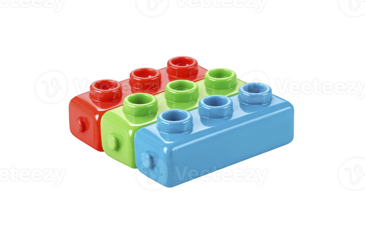 Colorful toy building blocks in red, green, and blue are stacked together, showcasing playful and vibrant design. These interlocking pieces are perfect for creative play and construction png
