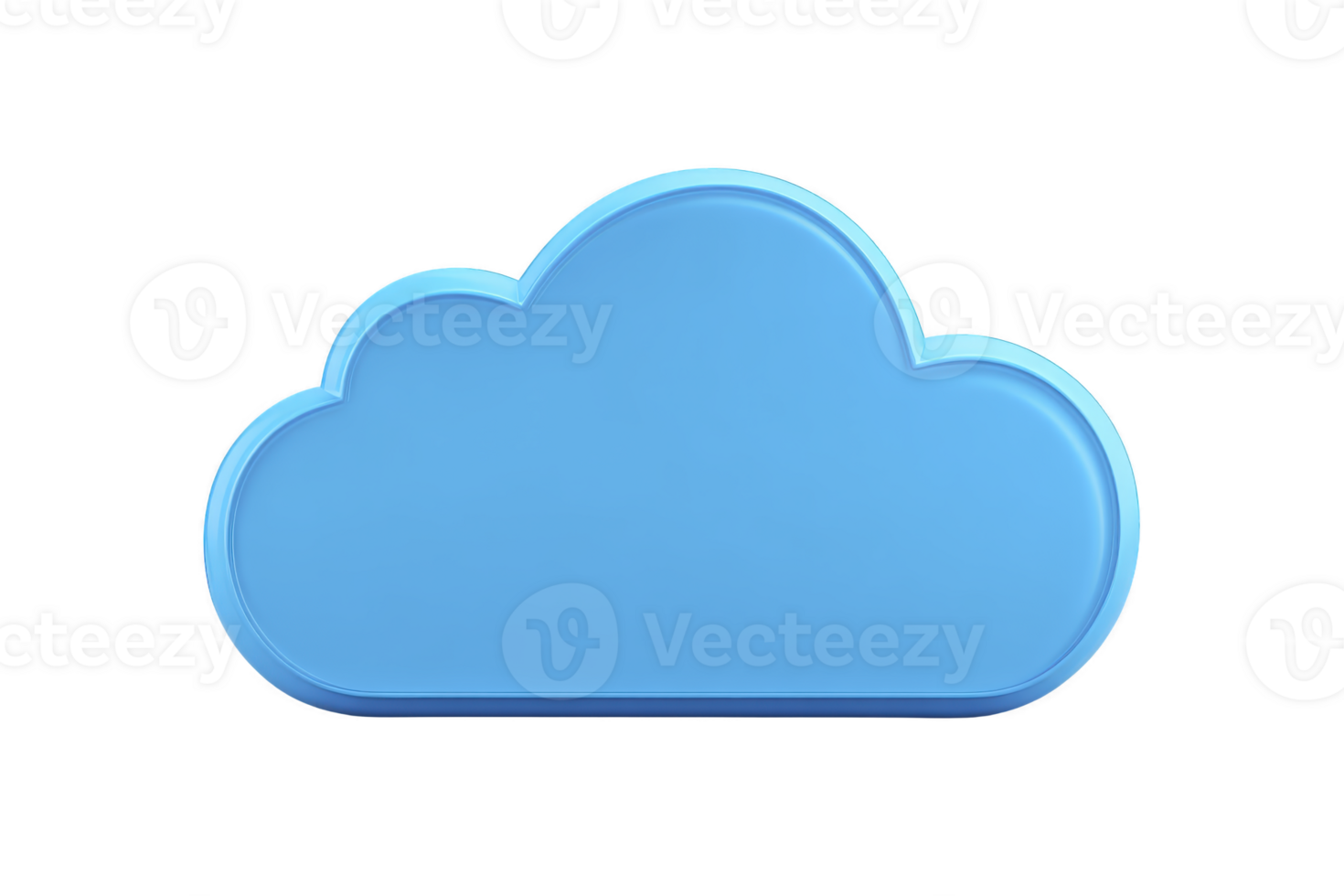 Blue cloud icon with simple, smooth design, representing cloud computing or storage. icon is isolated on transparency background, emphasizing its digital and modern appearance png