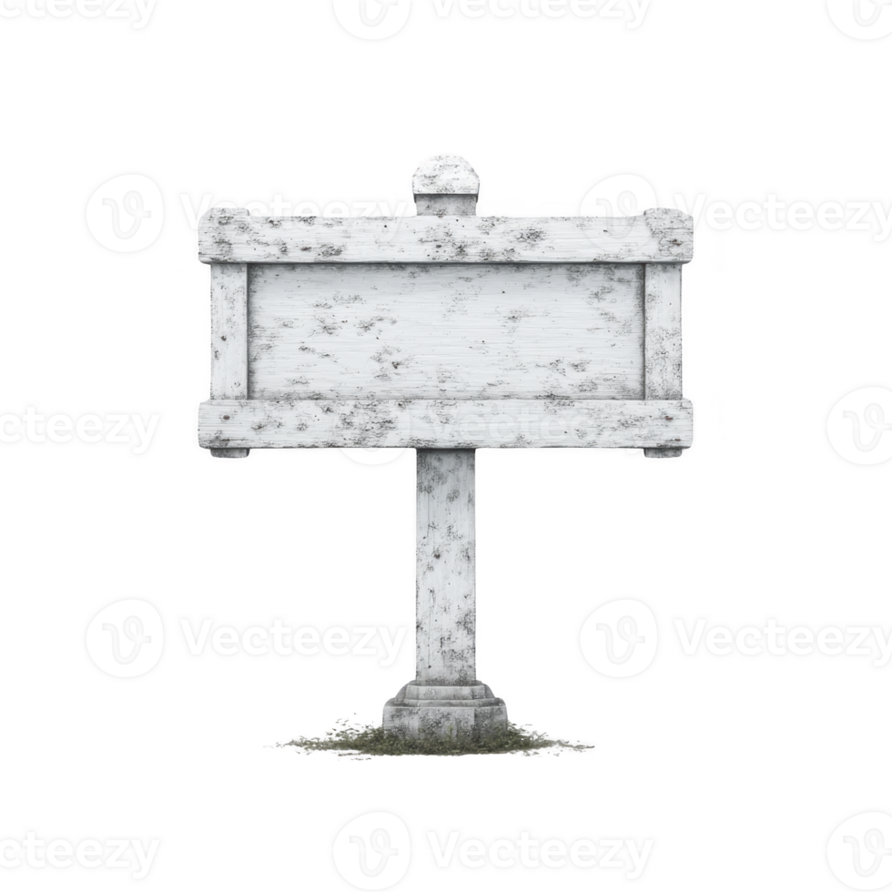 Weathered, blank wooden signpost stands on grassy patch, showcasing rustic and vintage appearance. sign aged texture adds character, making it ideal for creative projects png