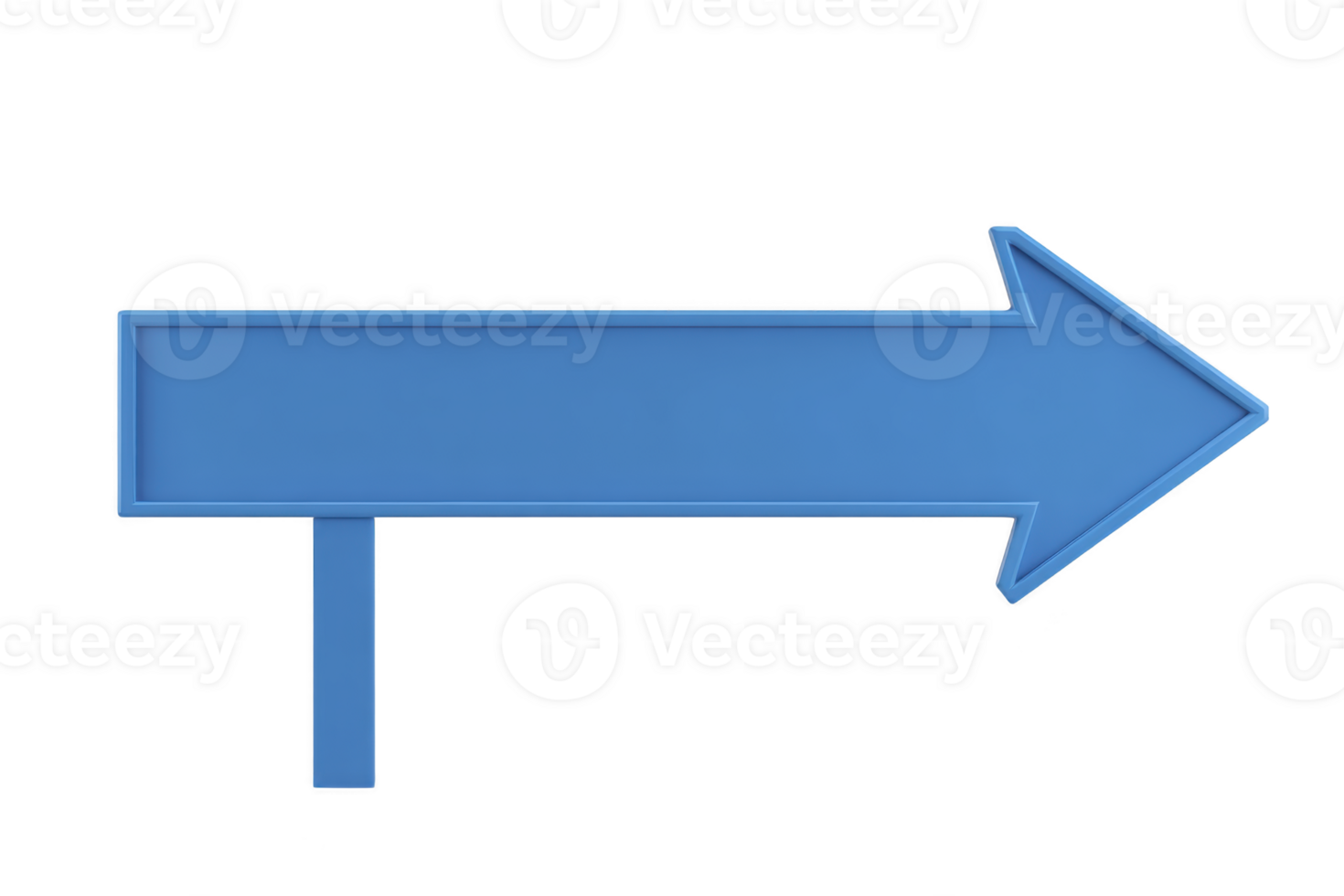Blue arrow sign with rectangular base pointing to right, isolated on transparency background. sign is simple and clear, ideal for directing attention or indicating direction png