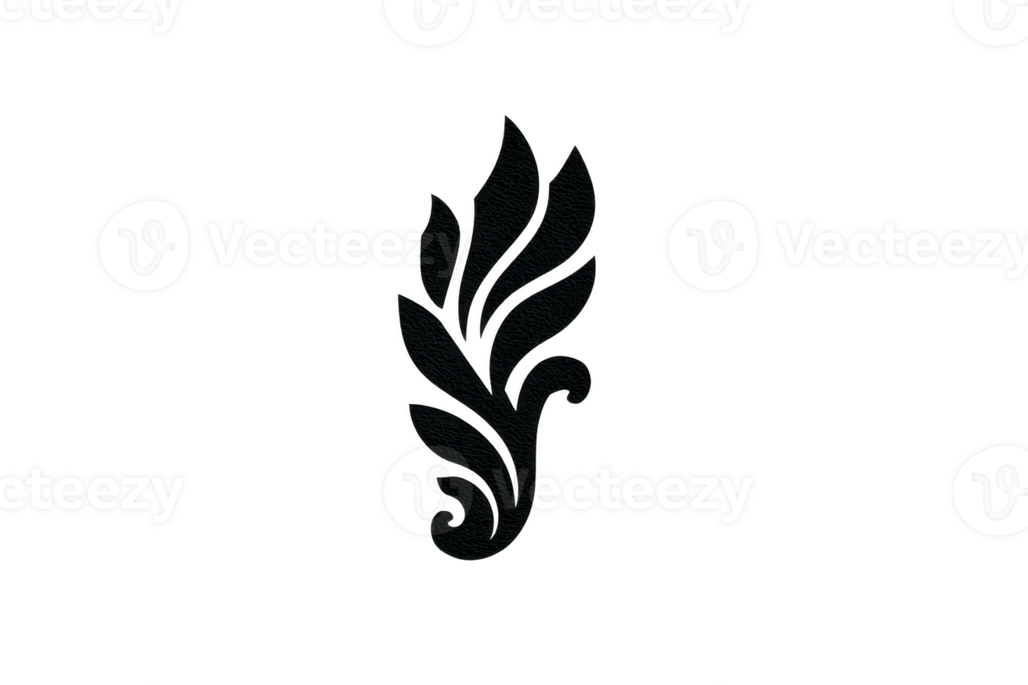 Decorative black floral design with elegant, swirling leaves and curves, perfect for ornamental purposes or as design element in various creative projects png