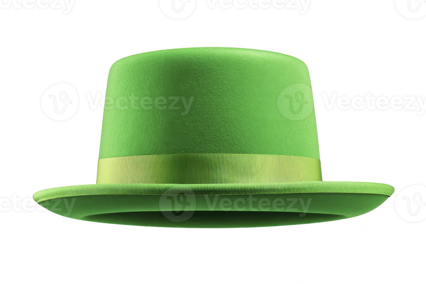 Vibrant green bowler hat with matching ribbon encircles crown, showcasing classic and stylish design. hat smooth texture and bright color make it standout accessory png