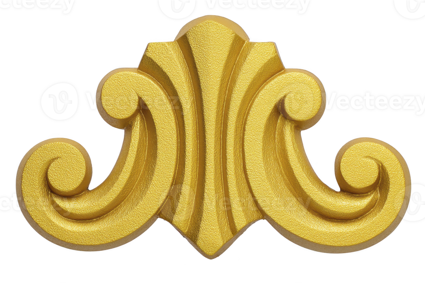 Ornate golden decorative element with intricate scrollwork, showcasing classic and elegant design. texture and curves add luxurious touch, ideal for embellishing furniture or architecture png