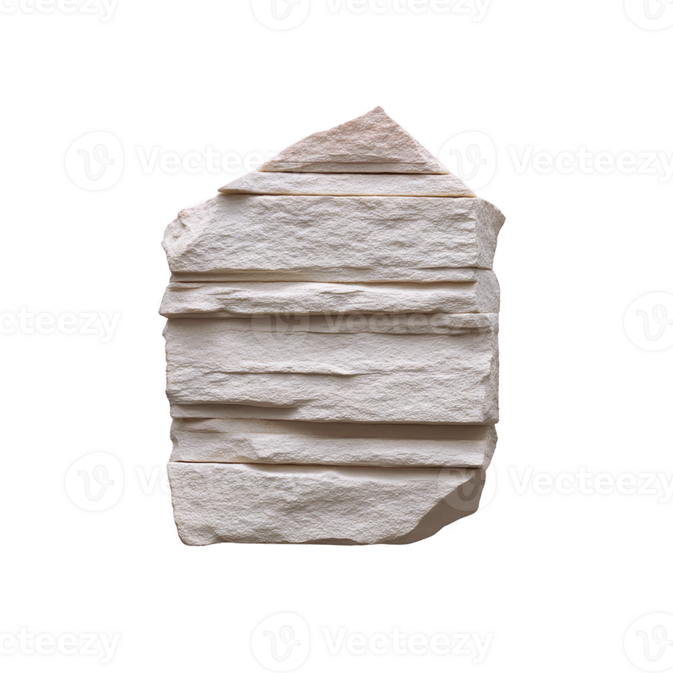 Textured piece of beige sandstone with layered, rough surfaces and irregular edges, isolated on transparency background. stone natural patterns and earthy tones create rustic appearance png