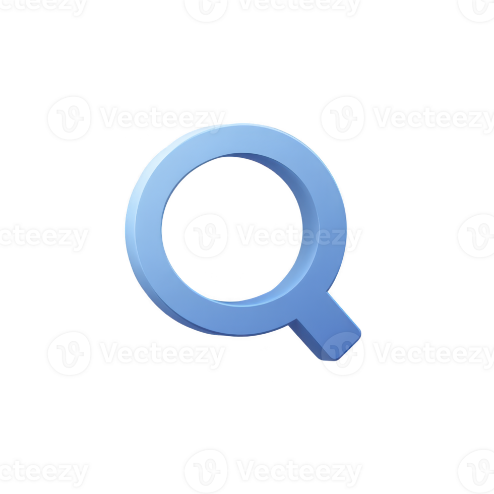 Blue magnifying glass icon with modern, minimalist design, symbolizing search or exploration. icon is isolated on transparency background, emphasizing its simplicity and clarity png