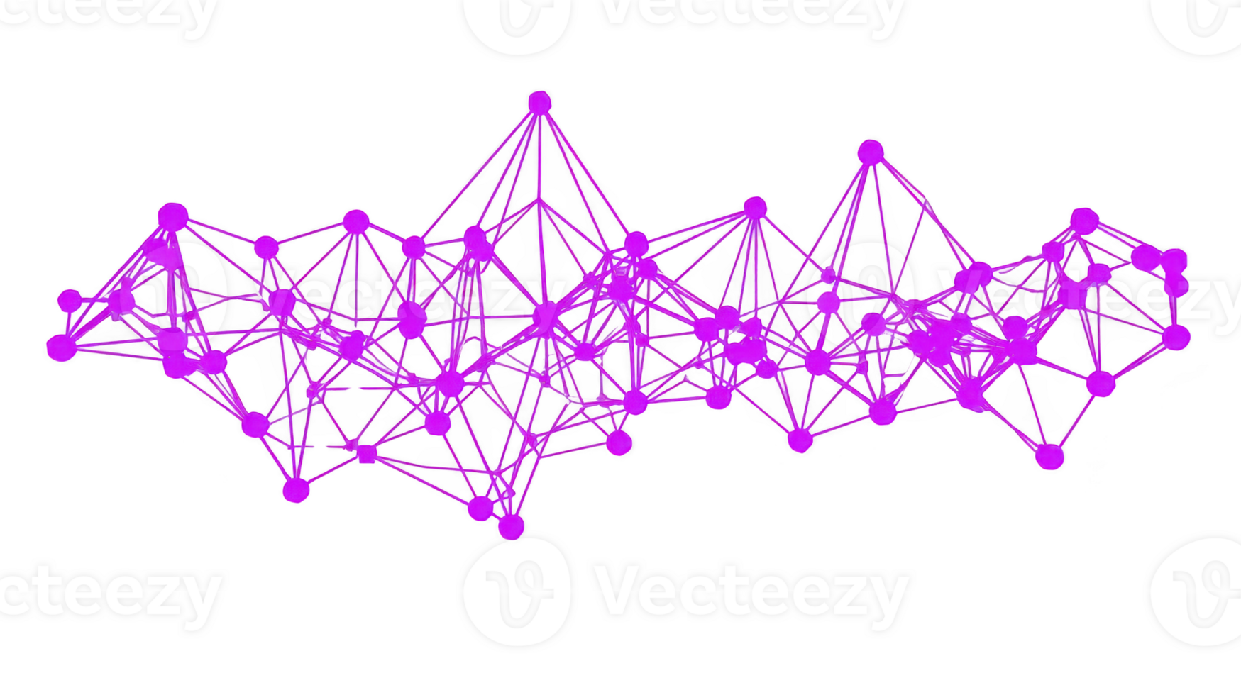 Vibrant, abstract network of interconnected nodes and lines in bright pink, representing digital or neural network concept. geometric pattern conveys sense of complexity and connectivity png