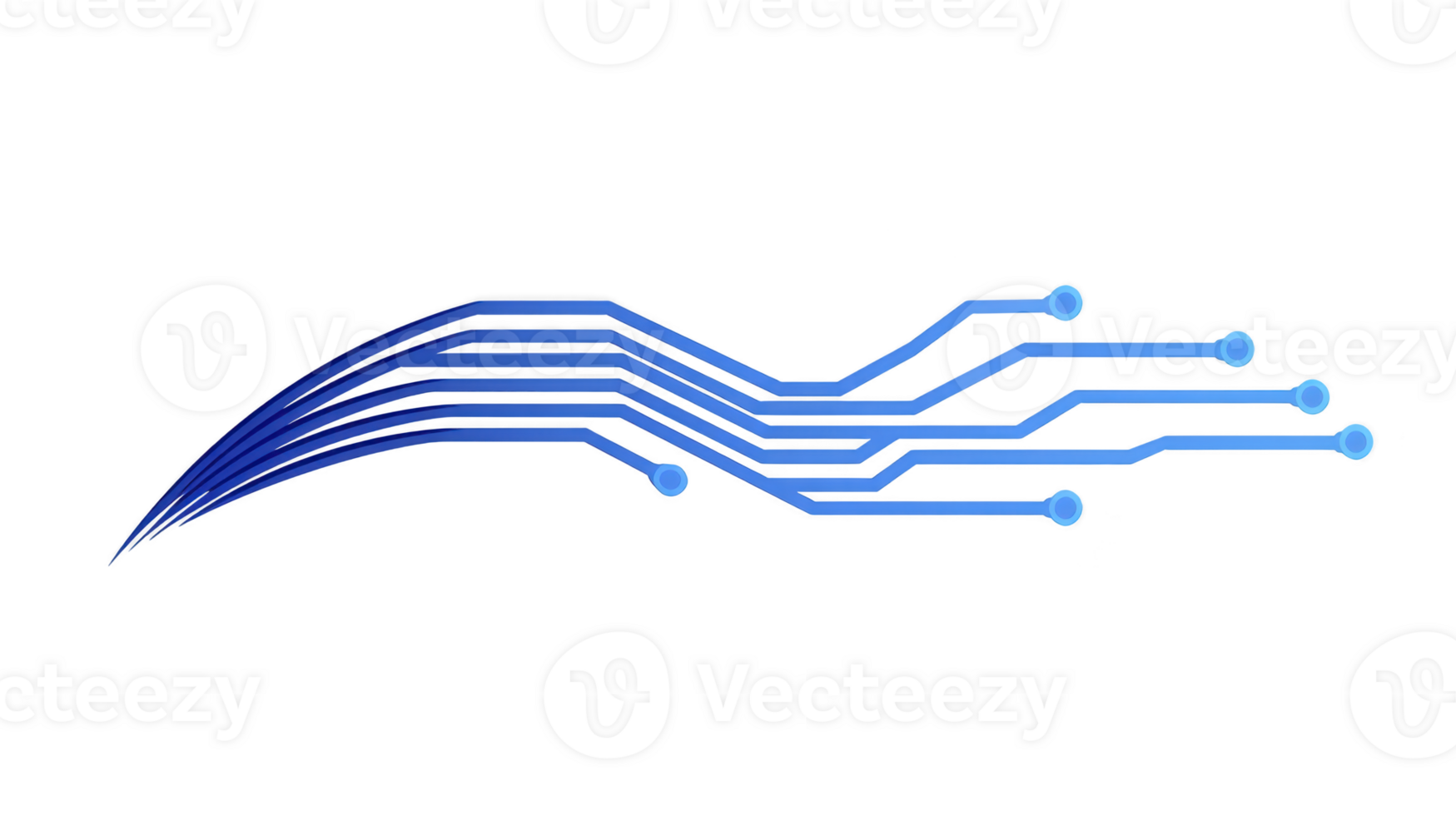 Abstract blue circuit lines forming wave pattern transparency background, symbolizing technology and connectivity. design is sleek and modern, evoking sense of innovation and digital communication png
