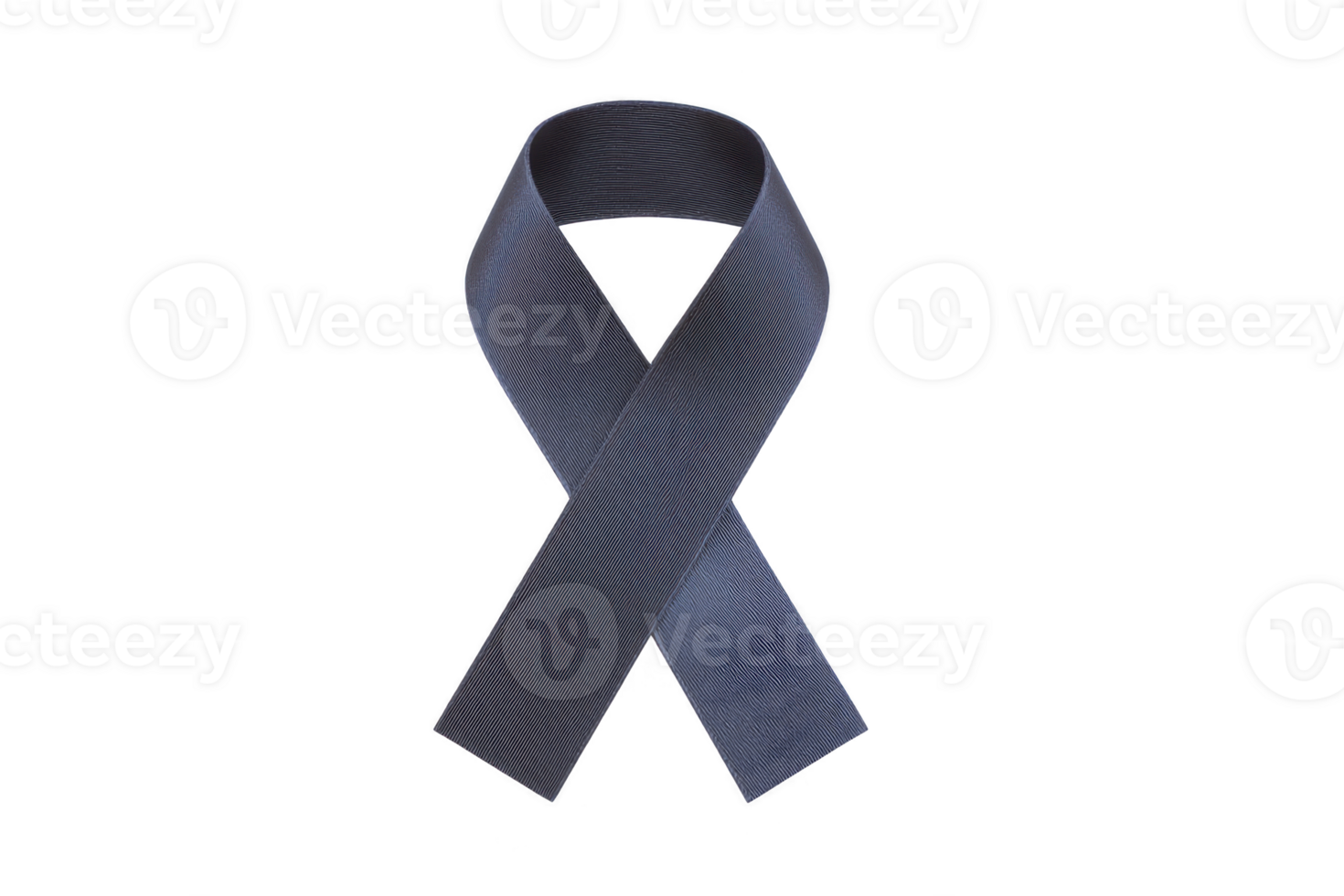 Dark blue awareness ribbon is displayed against transparency background, symbolizing support and solidarity for various causes. ribbon is neatly looped, creating simple yet powerful visual png
